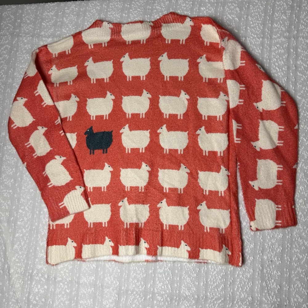 RARE Princess Diana Inspired Red Black Sheep Sweater Size Small 80s Jumper Icon - Picture 8 of 14
